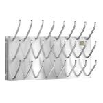 Apavu žāvētājs ar 21 metāla āķi, sudraba krāsā, uzstādīts uz sienas, paredzēts apavu žāvēšanai.