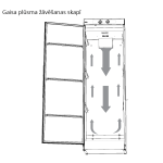 Žāvēšanas skapis ar ventilācijas izvadu, balts, ar plauktiem un gaisa plūsmu, paredzēts apģērbu žāvēšanai.
