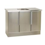 Nimo NB 1200 L izlietne ar sudraba krāsas nerūsējošā tērauda korpusu un trim durvīm. Moderns dizains.