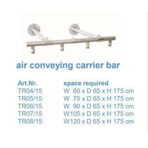 Turētājstienis ar 6 sekcijām, sudraba krāsā, izgatavots no metāla, ar stiprinājumiem abās pusēs.