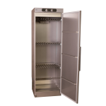 Nimo Easy Dryer 1900, 6 kg, sudraba krāsas apģērbu žāvēšanas skapis ar ventilācijas izvadu un plauktiem.