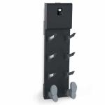 Melns apavu un cimdu žāvētājs ar vietām 4-12 pāriem, vertikāls dizains, ar siltā gaisa plūsmu.