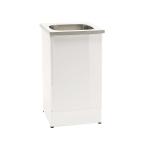 Balta izlietne ar nerūsējošā tērauda malu, taisnstūra forma, piemērota speciālām mazgāšanas iekārtām.