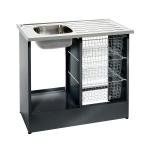 Nimo NB 1000 MB izlietne ar metāla izlietni, melnu korpusu un groziem žāvēšanai. Kompakta un funkcionāla.