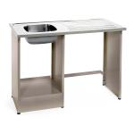 Nimo NB 1200 MB izlietne ar metāla izlietni, pelēku korpusu un horizontālu žāvēšanas virsmu.